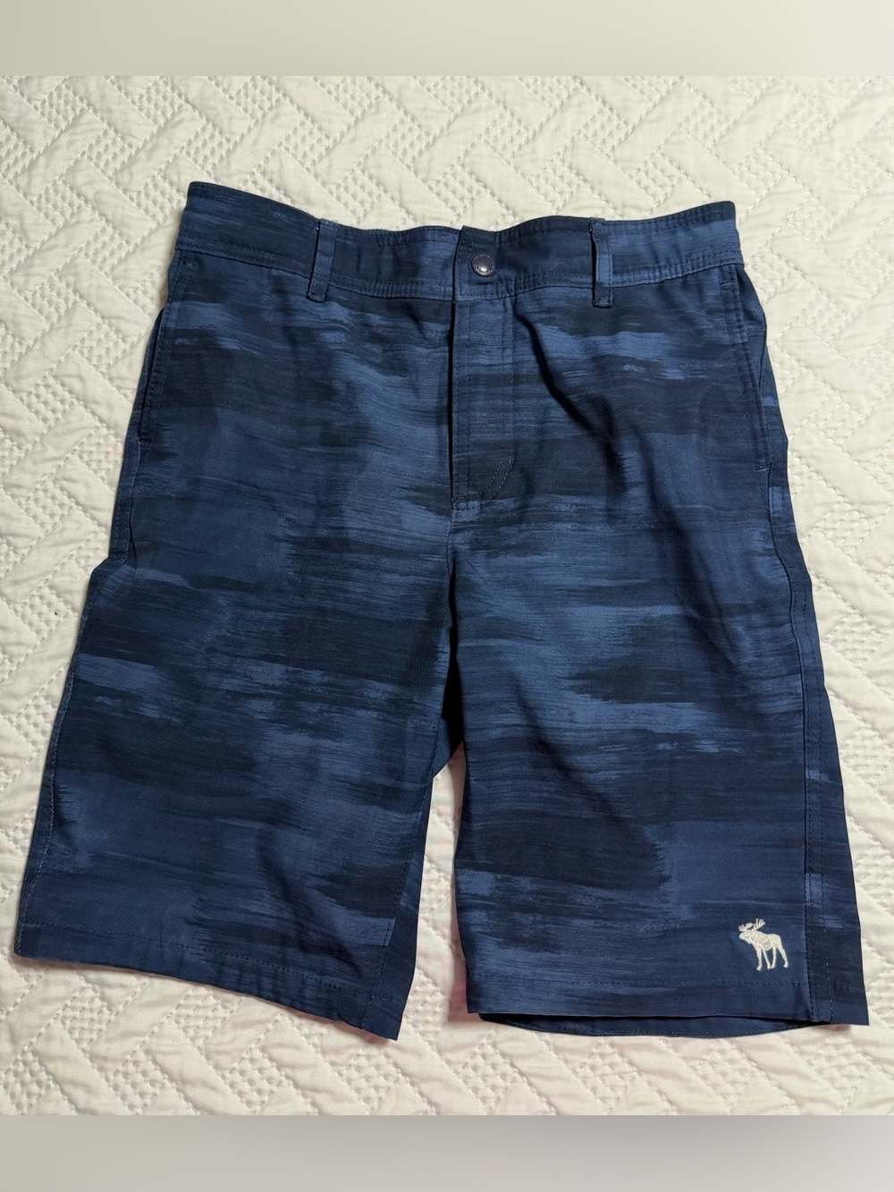 Abercrombie Pool to Playground Boy 13/14 Navy Blue Patterned Shorts Swim Trunks